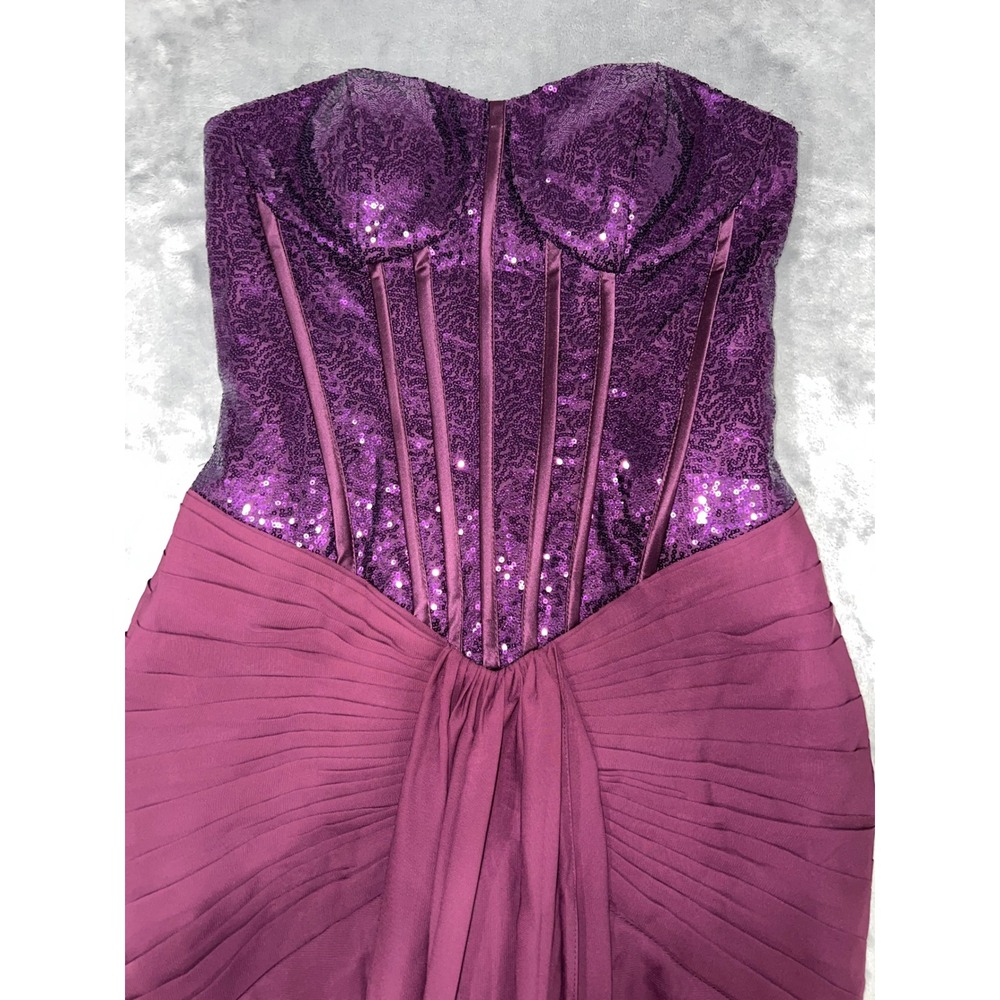 Purple Sequin Corset Evening Gown Strapless Lace Up Formal Dress Size 10W